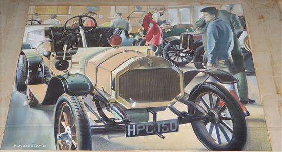 Peter J Ashmore (20th century), watercolour, illustration of a vintage car, signed and dated '61, 30 x 39cm, unframed